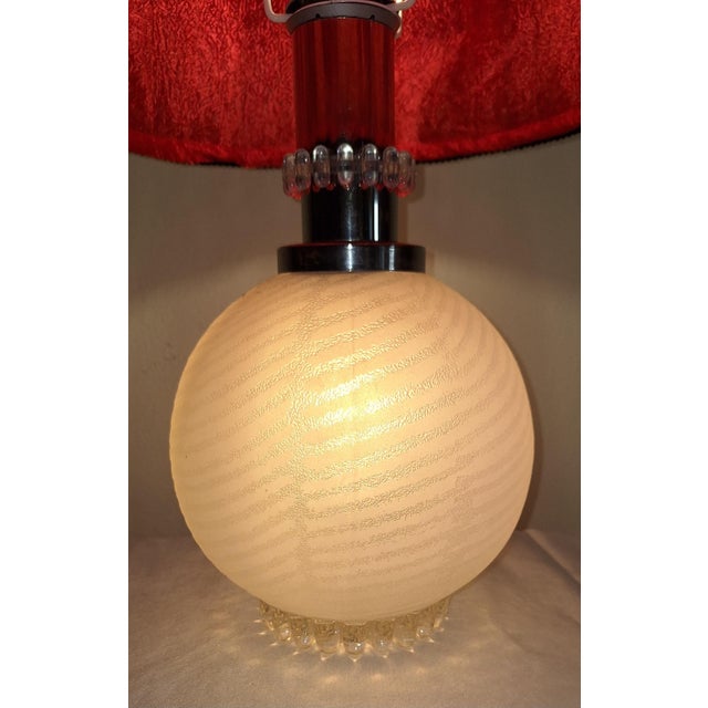 Vintage Table Lamp with Relief Glass Base and Sequin Shade from Lamplove, 1970s For Sale - Image 9 of 12