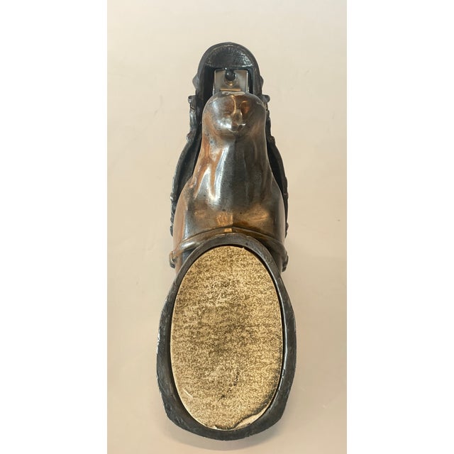 Brass Vintage Ted Arnold Ltd. Brass Washed Horse Head Stapler on Walnut Stand For Sale - Image 8 of 12