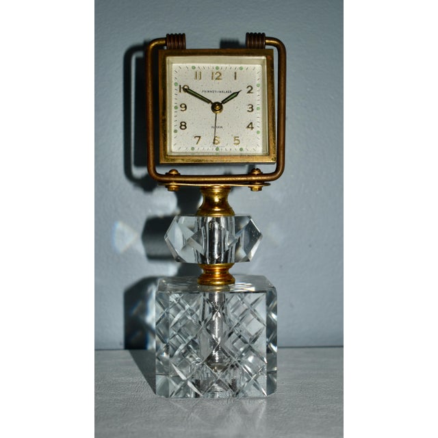Vintage (1960's) Desk Clock has a Hollywood Regency Style. Made in germany. The Brand is Phinney-Walker - SEMCA CLOCK CO....