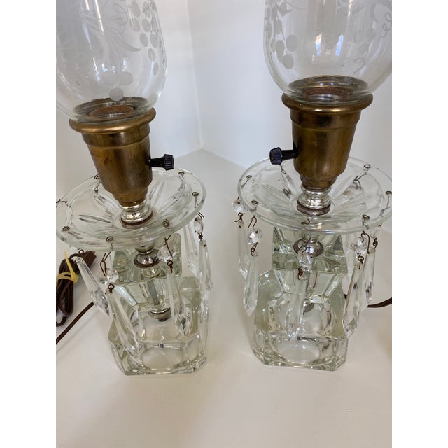 Vintage Crystal Prism Hurricane Electric Lamps a Pair Chairish