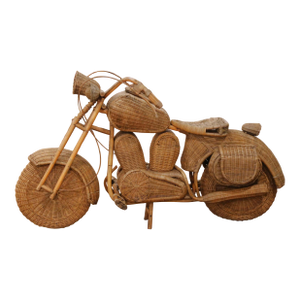 Vintage Handwoven Wicker Motorcycle Sculpture Attributed to Tom Dixon