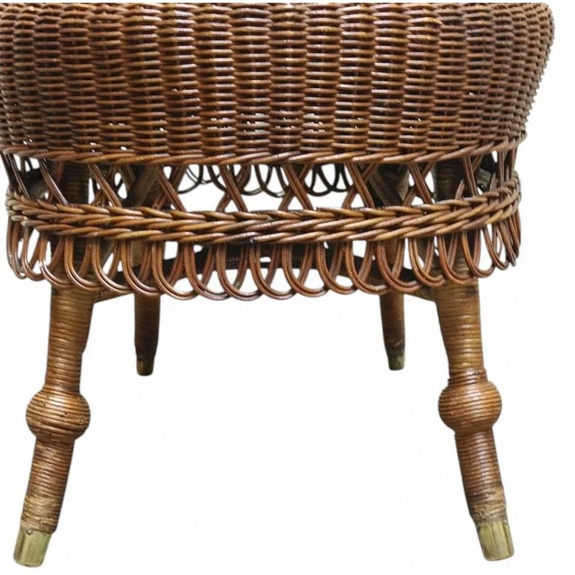 Wood Rattan and Wicker Boudoir Chair, Italy, 1900s For Sale - Image 7 of 12