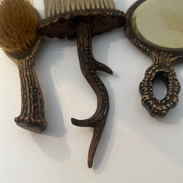 3-Piece Faux Antler Antique Vanity Set For Sale - Image 11 of 11