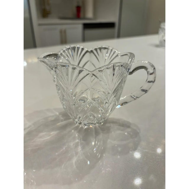 Transparent Vintage Crystal Sugar & Creamer Set For Sale - Image 8 of 12