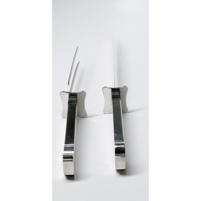 1980s 1980s Swid Powell Robert Venturi Reed Barton Silver Plated Monogramed Carving Knife Fork Set- A Pair For Sale - Image 5 of 8
