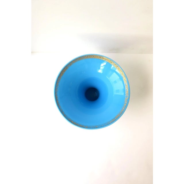 Italian Azure Blue Opaline Glass Vase For Sale In New York - Image 6 of 8