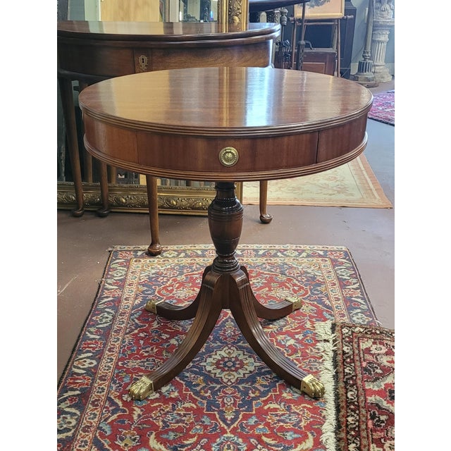 1940s Mahogany Drum Center Table For Sale - Image 9 of 16