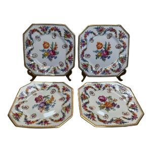 Antique Schumann Bavaria Germany Dresden Octagonal Dessert Plates- Set of 4