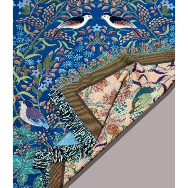 Arts and Crafts-Style "Raspberry Vine" Jacquard Woven Throw Blanket For Sale - Image 9 of 10