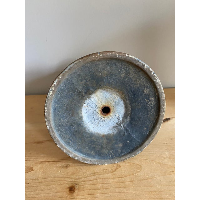 Vintage Mid 20th Century Blue Metal Vase For Sale In New York - Image 6 of 7