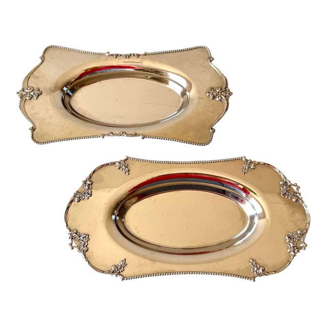 Late 20th Century Silver Plate Buckle Bread Plates - a Pair For Sale