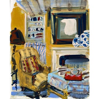Original Painting of Interior "Baby Blue" by Shann Spishak For Sale