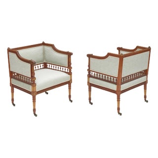 Pair of Mid 20th Century French Carved Parcel Gilt Oak Club Chairs For Sale