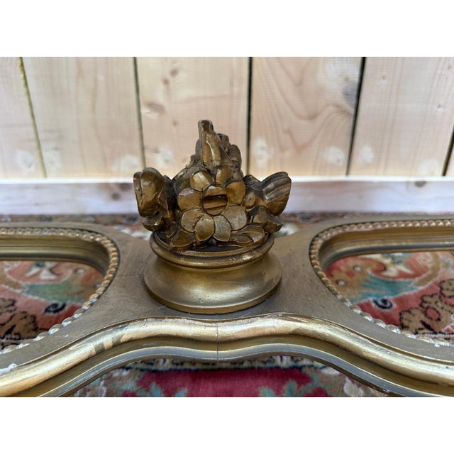 Louis XVI Coffee Table in Gilded Wood and White Marble For Sale - Image 3 of 8