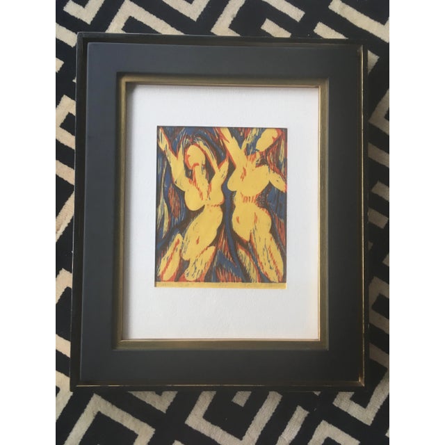 1970s Vintage "Reach Out" Abstract Nude Woman Block Print Lithograph For Sale - Image 10 of 12
