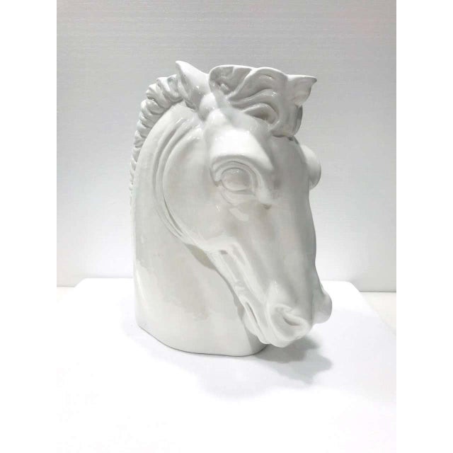 White Italian Mid-Century Modern Ceramic Horse Sculpture For Sale - Image 8 of 11