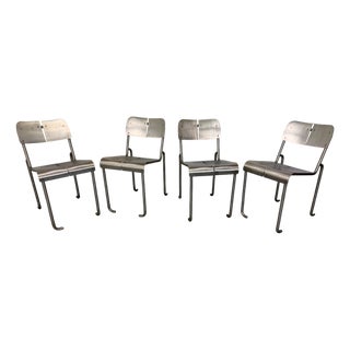 Postmodern Architectural Stainless Steel Dining Chairs, 1980s, Set of 4 For Sale