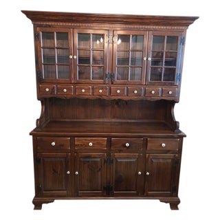 Ethan Allen Old Tavern Pine Apothecary Cabinet Hutch Display Breakfront Shelf For Sale