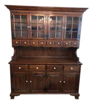 Ethan Allen Old Tavern Pine Apothecary Cabinet Hutch Display Breakfront Shelf