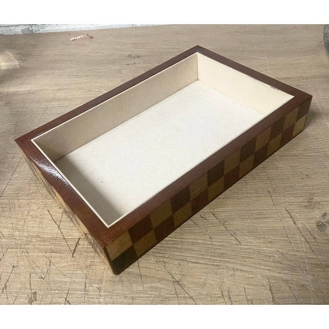 “Ercolano” Wood and Faux Suede Jewelry Tray/Box For Sale - Image 4 of 5