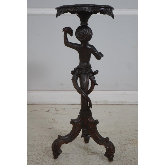 Age: C.1920s Details: Walnut Finish Ornate Carved Details Nice Vintage Decorator Table Condition: Excellent Condition -...