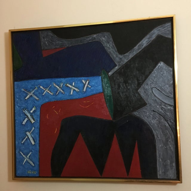 Black James Kelly Blue Abstract Painting For Sale - Image 8 of 8