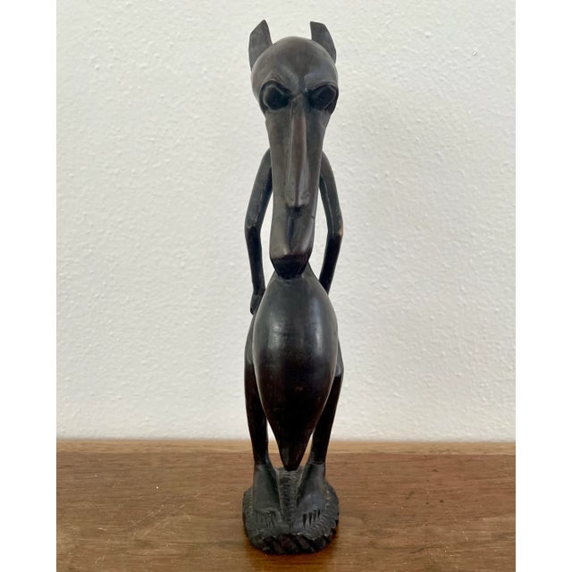 Figurative Mid Century Zoomorphic Carved Wooden Figure For Sale - Image 3 of 10