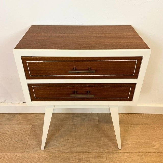Mid-Century Modern Vintage Beech and Teak Nightstand, Spain, 1960s For Sale - Image 3 of 7