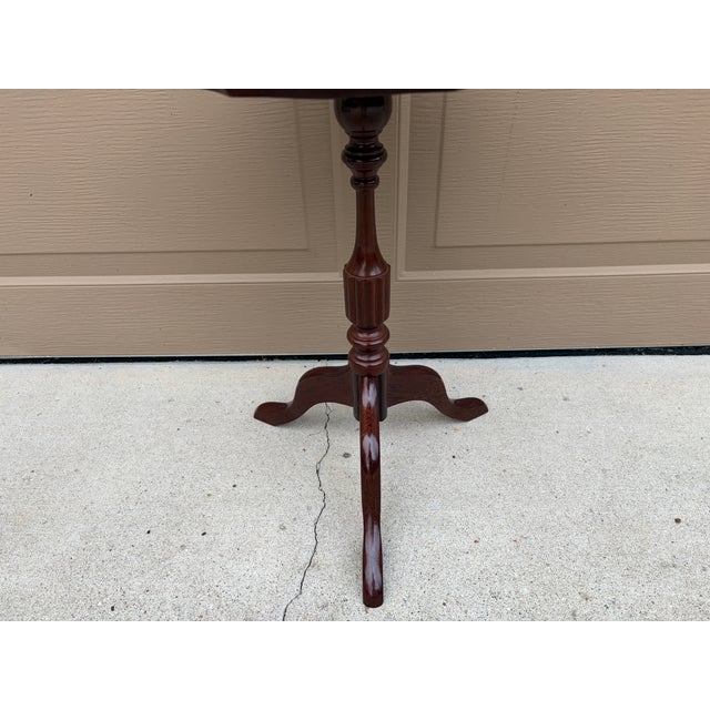 Vintage Georgian Embossed Red Leather Top Mahogany Side Table For Sale - Image 9 of 10