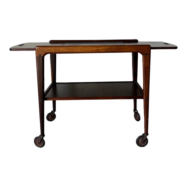 Swedish Teak Sliding Top Bar Cart or Tea Trolley by Yngve Ekström for Kallemo For Sale