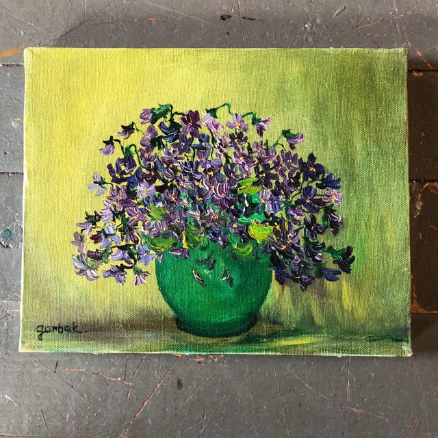 1960s 1960’s Floral Pop Still Life Painting Signed 8 X 10 For Sale - Image 5 of 5