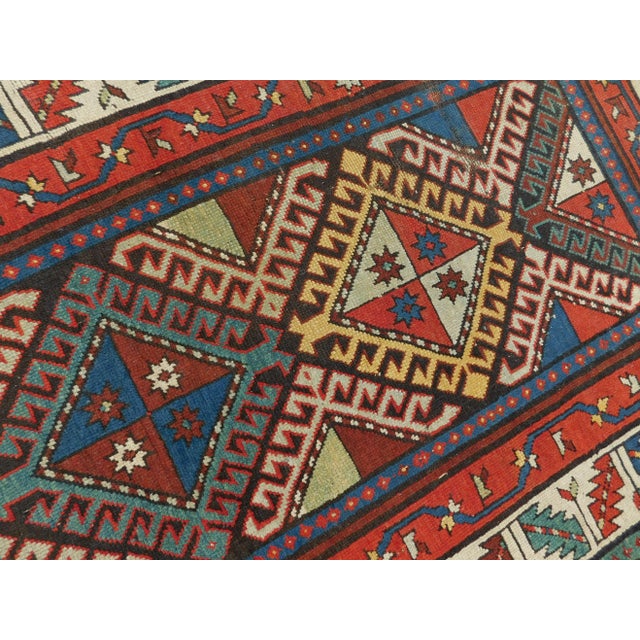 1920s Antique Handcrafted Caucasian Rug. 3'7"x 7' For Sale In Los Angeles - Image 6 of 13