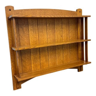 Circa 2001 Stickley Furniture Oak Wall Mounted Plate Rack For Sale
