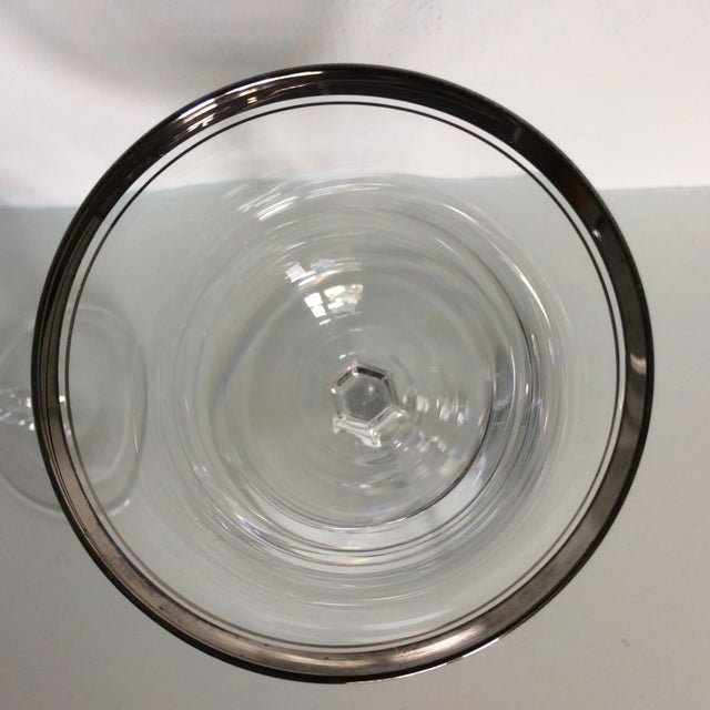 1970s Vintage Double Line Platinum Rim Crystal Wine Glasses - a Pair For Sale - Image 5 of 13