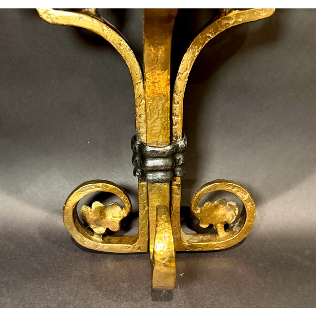 Early 20th Century American Arts & Crafts Bronze and Iron Wall Brackets, Pair For Sale - Image 10 of 11
