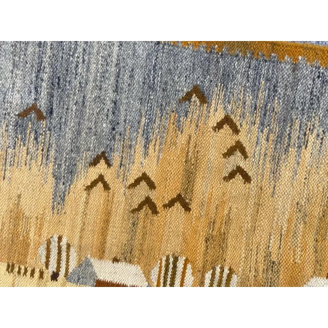 Wonderful mid century polish tapestry with a native design of town and beautiful light colors, entirely hand woven with...