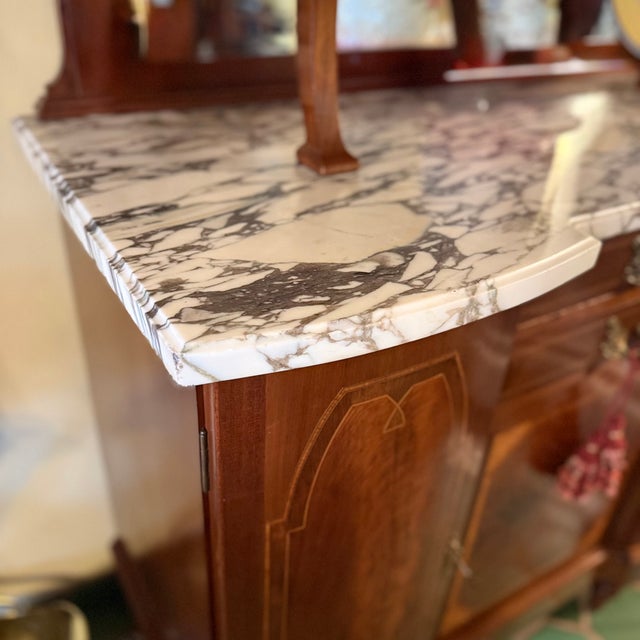 Louis XVI Antique Commode Ormolu Carrara Marble Display Cabinet Vitrine Buffet For Sale - Image 15 of 18