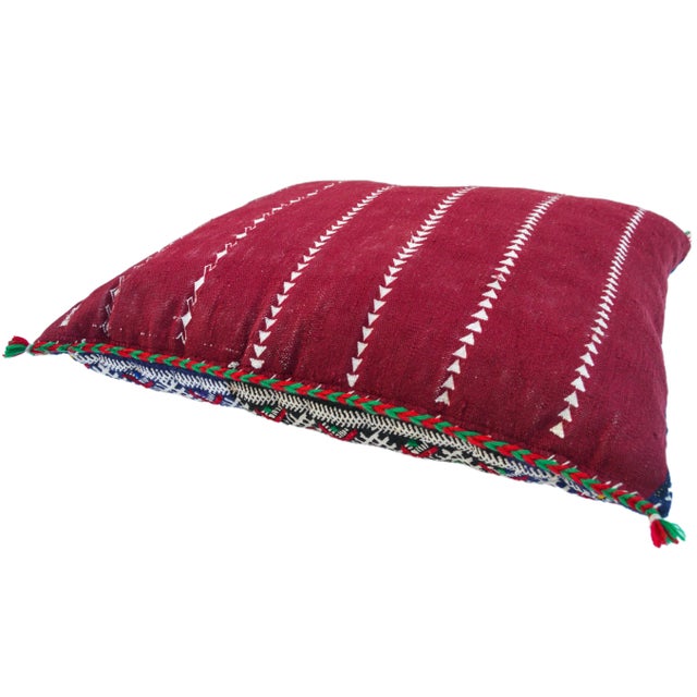 Mid 20th Century Moroccan Colorful Berber Diamonds Wool Pillow For Sale - Image 9 of 11