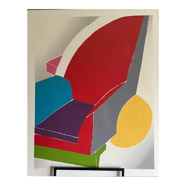 Memphis 1980’s “There Chair" Postmodern Still Life Limited Lithograph by J. Jamo For Sale