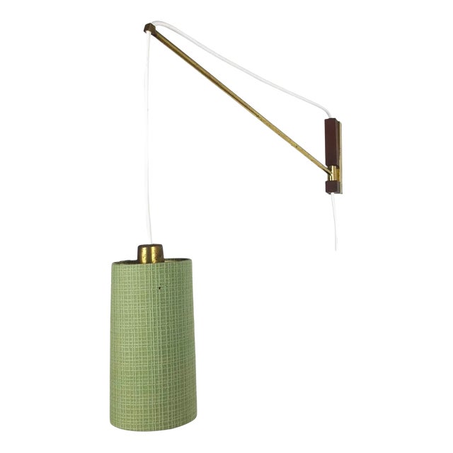 Danish Brass and Teak Wall Light, Denmark, 1960s For Sale
