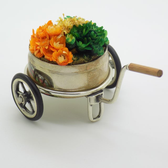 Vintage Italian Handmade Silver Flower Cart Figurine from Sacchetti, Tuscany, 1970s For Sale - Image 4 of 13