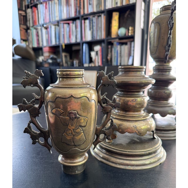 Meiji Shibuichi Vases, Set of 2 For Sale - Image 6 of 18