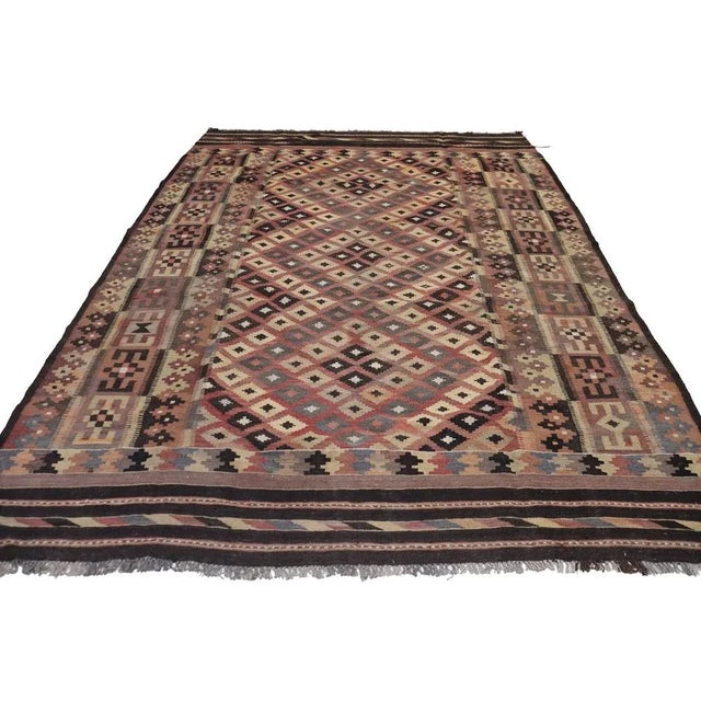 Fine Afghan vintage nomadic Kilim Fine Hand-woven Afghan Ghalmouri Kilim from central Afghanistan. Typically geometric...