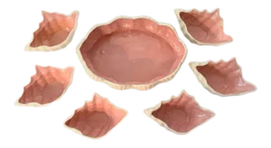 Darling Coastal Pink & White Ceramic Bowl Set- 7 Pieces