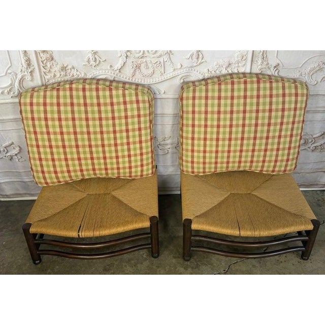 Pair of French Country Style Lounge Chairs W/ Ottomans For Sale - Image 13 of 15