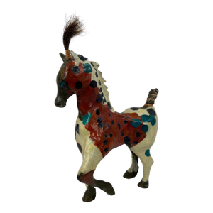 Susan Rowland Modern Painted Bronze Horse Sculpture on Marble Base
