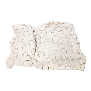1960s Vintage Very Large Hand Crocheted Off White Bedspread