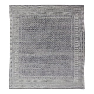 Modern Gray and Cream Piled Rug by Keivan Woven Arts, 10'1" X 12'0" For Sale