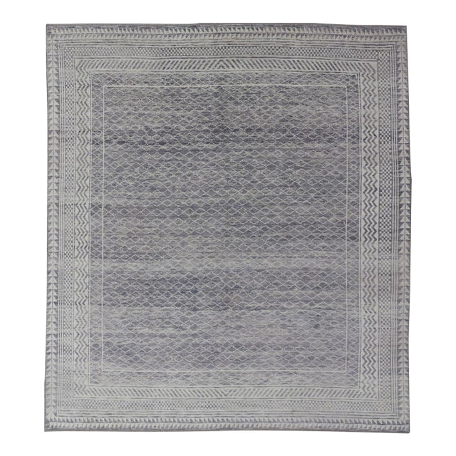 Modern Gray and Cream Piled Rug by Keivan Woven Arts, 10'1" X 12'0" For Sale