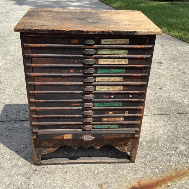 Antique Printers Case With 12 Typesetter Trays For Sale - Image 12 of 16